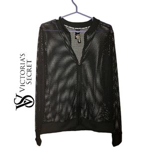 NWT Victoria's Secret Spot Black Mesh Zip Jacket